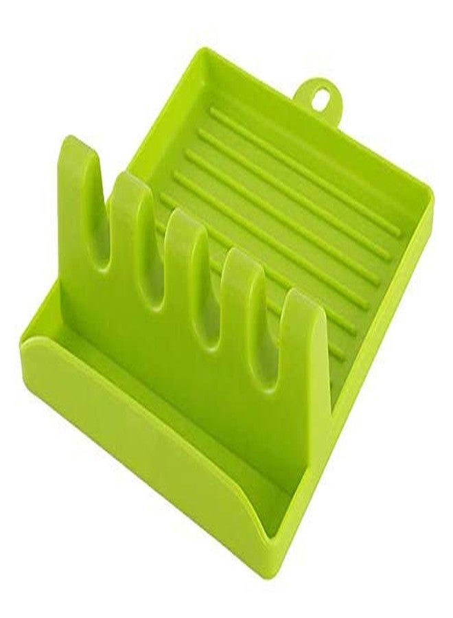 Fayby 4 Slots Cooking Utensil Storage Rack | Plastic Spatula Spoon Rests Stand Lid Rack Holder for Kitchen Platform and Dining Table for Holding Messy Spoon While Cooking - 2 Psc (Multicolor) - Image 3